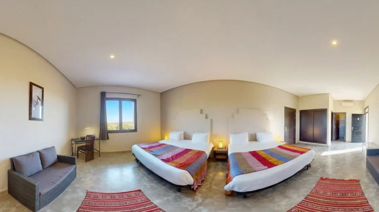chambre-quadruple-fes-villa-agapanthe-2-lits-queen-piscine-jardin-01